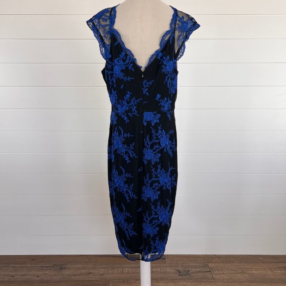 Blue Embroidered Adrienne Papell Dress - Picture 3 of 4